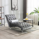 Chaise Lounge Indoor, Button Tufted Upholstered Chaise Lounge Chair With Pillow
