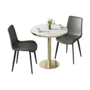 Round Modern Dinning Table 31.5 inches Bistro Table Tulip Table with Faux Marble top,Easy Assemble,Sturdy Metal Frame Diameter With 2 Dining Chairs