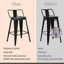 24 Inch Black Outdoor Metal Bar Stools Set of 4 Counter Height Large Ergonomic Seats