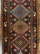 Persian Tribal Runner Rug 2.6 x 20 ft, Antique Persian Shiraz Carpet for Hallway, Colorful Navy Blue