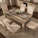 Rustic Dining Table Set Six NailheadAccents Chairs