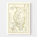 Vintage Map of Illinois 1845