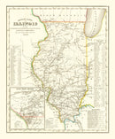 Vintage Map of Illinois 1845