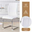 Table and chair set.Hourglass-Shaped Stable Small Round Table -31.9' * 31.9' With 2 Soft and Comfortable White PU Chair With Arched Metal Silver Leg.Create Your Exclusive Low-Key Luxury Space.