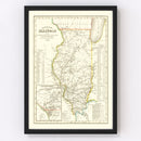 Vintage Map of Illinois 1845