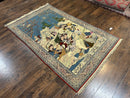 Vintage Persian Qum Pictorial Rug 5x7 - Wool & Silk