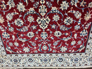 Persian Nain Rug 6x10, Wool and Silk Highlights, Red and Ivory, Floral Medallion, Vintage Handmade Hand Knotted, Fine 225 KPSI, Traditional Rug