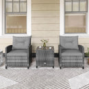 3 Piece Patio Furniture Set Outdoor PE Rattan Conversation Set With Washable Cushions And Tempered Glass Table Grey