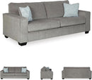 Queen Sofa Sleeper Light Gray Chenille Upholstered