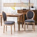 Set Of 4 French Vintage Dining Chairs Solid Wood Frame Tufted Fabric