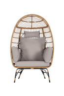Wicker Egg Chair,Rattan Egg Chair Indoor Outdoor,Oversized Large Egg Chairs 600lbs with Cushion and Pillow for Porch, Backyard, Balcony