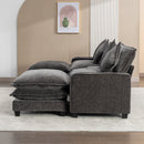 Modern Chenille Upholstered Sectional Sofa with Ottomans, USB Ports, Cup Holders, and Storage in Grey
