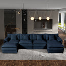 Modular Sectional Sofa, Oversized Deep Seat U Shaped Couch Set, 4-Seater Comfy Cloud Couches with Movable Ottomans, Chenille, Blue