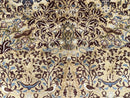 Pretty Indo Persian Rug 6x9, Allover Floral Motif with Birds, Tan/Cream, Very Fine Oriental Carpet, Hand Knotted Vintage Indian Wool Rug