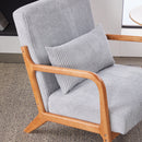 Mid-Century Modern Accent Chair, Arm Chair Living Room Chairs with Pillow Upholstered Reading Chair with Solid Wood Frame &  Living Room Bedroom Balcony (Antique Dark Grey)
