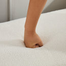 Elegant Upholstered Bench, Daybed, Ottoman with Wood Legs & Bolster Pillows in Ivory Boucle, 66.34'W