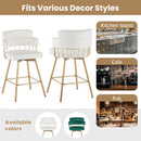 26' Counter Height Bar Stools Set of 2, 180° Swivel Upholstered Barstools with Backs and Metal Legs, Bar Stools for Kitchen Island, Cafe, Pub,