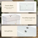 21.6inch Modern Floating Bathroom Vanity with Ceramic Basin - Perfect for Small Bathrooms, Right side storage