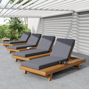 LOUNGE CHAISE SET,SPACE AVAILABLE ON ONE SIDE, ACACIA WOOD WITH WATER-RESISTANT LOUNGE CUSHIONS (Dark Grey/ & 4 INCH THICK) - MATCHING CREAM VERSION AVAILABLE