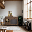 Furniture Style Multi-use Cat Litter Box House with Storage Walnut Particle Board MDF