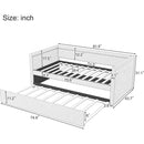Modern Style Twin Size Upholstered Daybed with Trundle for Guest Room, Small Bedroom, Study Room, Beige