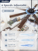 72 Inch Black Ceiling Fan With Remote DC Motor For Indoor Outdoor