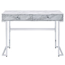 Tigress - Writing Desk - White Printed Faux Marble Top & Chrome