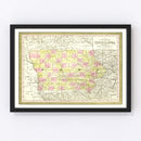Vintage Map of Iowa 1855