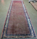 Antique Persian Seraband Runner 3.7 x 11 - Red, Wool, Mir Pattern