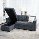 Gray Microfiber L Shape Sleeper Sofa With USB Ports Storage