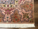 Wonderful Persian Tabriz Rug 7x10, Very Fine 330 KPSI, Light Green Light Blue Pink, Kork Wool Silk Foundation, Bird Pictorials