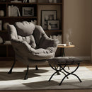 Dark Grey Lazy Chair With Ottoman Footrest And Side Pocket