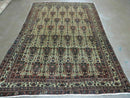 Antique Persian Afshar Rug 5x7, Wool Hand Knotted Oriental Carpet 5 x 7 ft, Repeated Motif Allover, Cream and Maroon, Tribal Rug, Medium Sized Rug,  Zil-i-Sultan Design