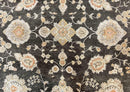 Indo Persian Rug 9x12, Sultanabad Indian Carpet, Dark Brown, Hand Knotted Vintage Wool Rug