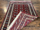 Pakistani Bokhara Rug 4x6, Red Turkoman Carpet, Finely Hand Knotted, Wool Vintage Rug