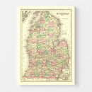 Vintage Map of Michigan 1875
