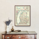 Vintage Railroad Map of Michigan 1879
