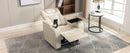 Home Theater Recliner with 270 Degree Swivel, PU Leather, Power Recliner with Tray Table, Phone Holder, Cup Holder, USB Port, White