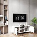 Modern TV Stand with Wave-Design Doors, Open Shelf & Adjustable Shelf - Stylish and Functional for Your Living Room