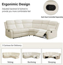 Off White Recliner Sectional Sofa Five Seats Living Room