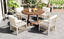 TOPMAX Modern 5-Piece Patio Extendable Wooden Dining Table Set, 12inch Butterfly Leaf Foldable Round Kitchen Table Set with 4 Rattan Arm Chairs for Backyard,Balcony, Garden, Poolside, Natural