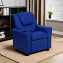 Vana Vinyl Kids Recliner Blue With Cup Holder And Headrest