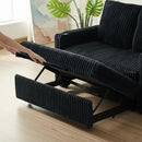 53 Inches Black Corduroy Fabric Sleeper Sofa USBPort