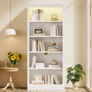 83' Tall Wood Bookcase Suite with light strip ,5-Tier Decor Bookcase Suite with Adjustable Shelves,Storage Organizer,Free Standing Storage Shelves Suite for Living Room,Home Office,White