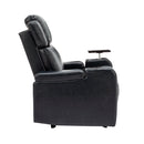 Modern PU Leather Power Recliner with Cooling Cup Holder, Bluetooth Speaker, LED Lights, and Tray Table in Black