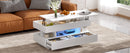 U-Can Lift-Top Coffee Table with 2 Drawers, Modern Coffee Table with Adequate Hidden Compartment, Multi-Functional Lift-Top Coffee Table with High-Gloss Finish for Living Room