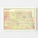 Vintage Map of North Dakota 1909