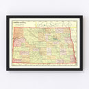 Vintage Map of North Dakota 1909