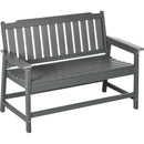 Outdoor Bench, 2-Person Park Style Garden Bench with All-Weather HDPE, 704 lbs. Weight Capacity Porch Bench with Slatted Back & Armrests, Dark Gray