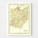 Vintage Map of Ohio 1838